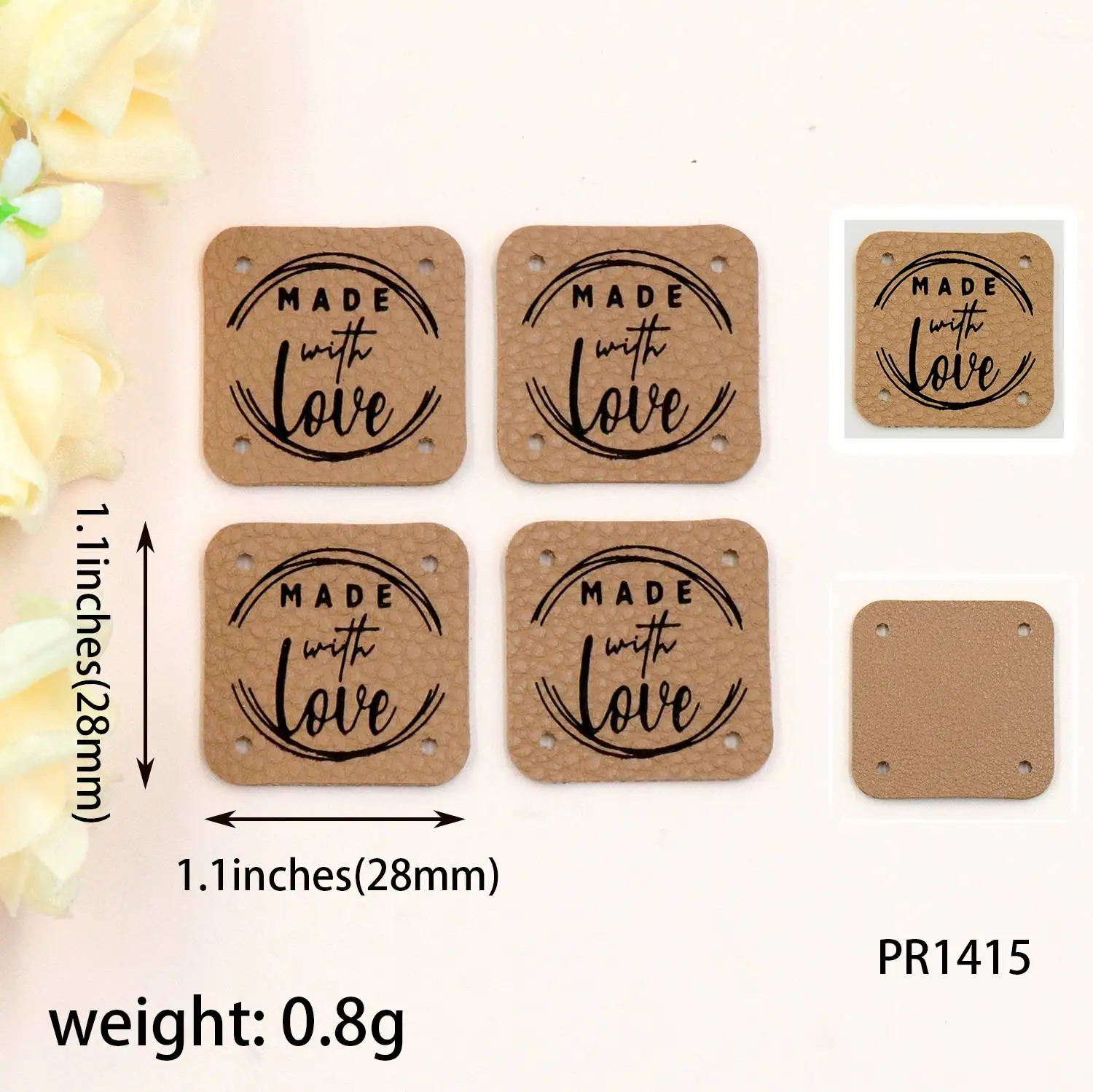 HYLPR1415 Set of 20 Handmade Leather Labels Clothing Knitting Crochet Tags for Needlework details