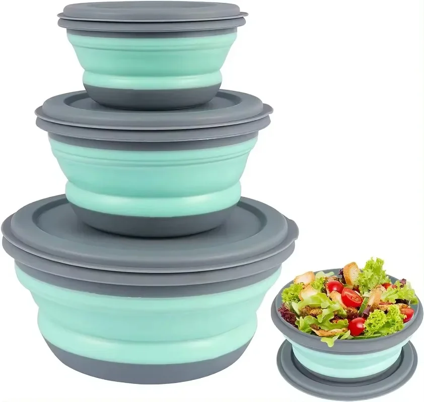 Silicone Lunch Box for Kids Leakproof Insulated Baby Food Container Portable Bento Box for School Office Round Food Storage Set