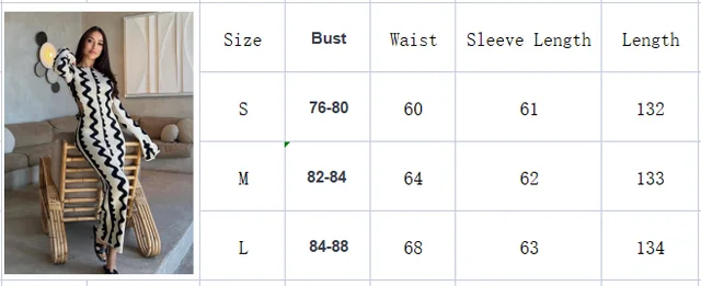 Autumn Knitted Maxi Dress Flare Long Sleeve Bodycon Dress for Women Elegant Sexy Cut Out Wave Christmas Party Evening Outfits - Image 6