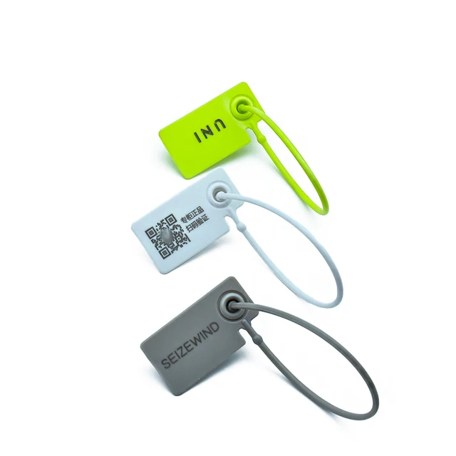 Disposable PP Plastic Seal Anti-Adjustment Hang Tag String Style Buckle Garments Shoes Clothing Ribbon Pattern Metal Stamp