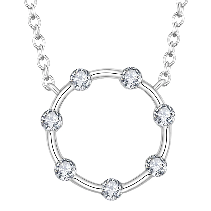 YILUN Dainty 925 Sterling Silver CZ Stone Circle of Life Necklace