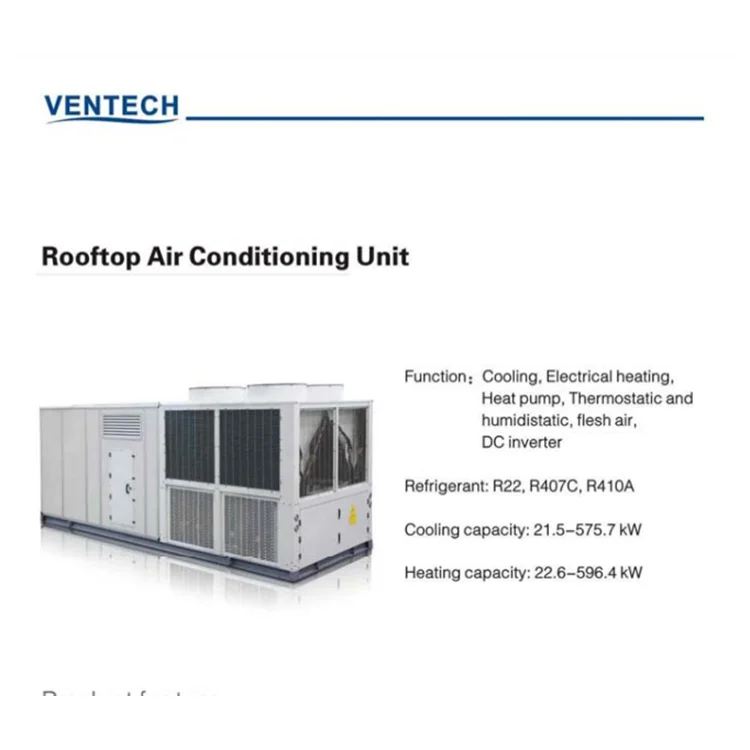 VENTECH High quality Industrial/industry rooftop packaged unit Air Conditioners 12 to 300kW