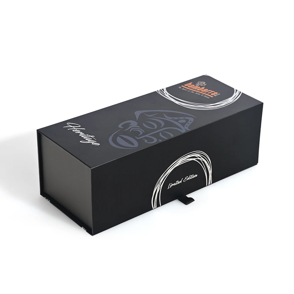 Biodegradable Scatola Regalo Handmade Custom Design Clamshell Wine Box Packaging Luxury Black Gift Box With Magnetic Lid