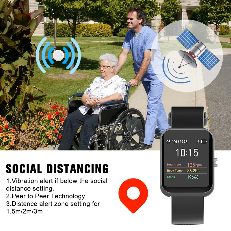 SDK NFC SOS WIFI GPS AOA Position Smart Watches VX3Plus Body Temperature Smart Watch for Campus Group Management Bracelet