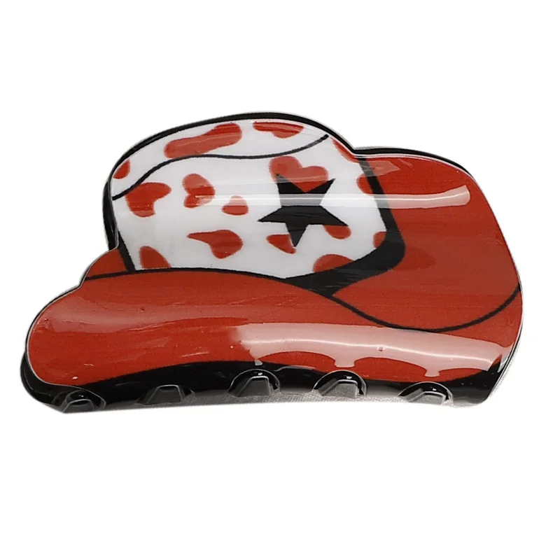 Fashion Western Checkered Leopard Cowboy Hat Boots Claw Clips Fancy