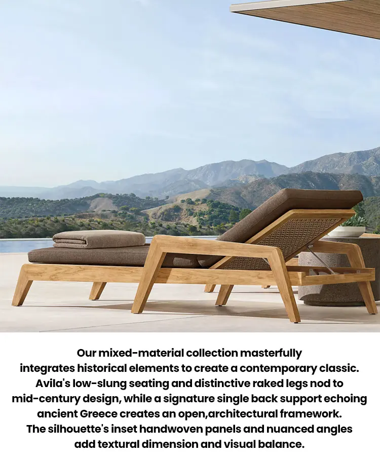 Garden Furniture New Design Hotel Patio Solid Teak Chaise Lounge