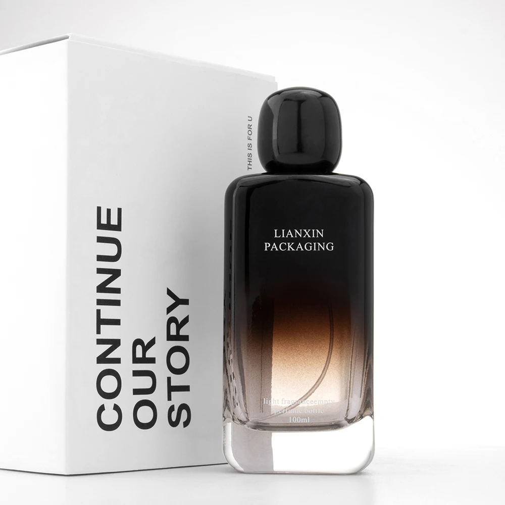 Custom 25ml 50ml 100ml Rectangle Portable Empty Spray Glass Square 50 ml Black Perfume Bottle With Plastic Lid
