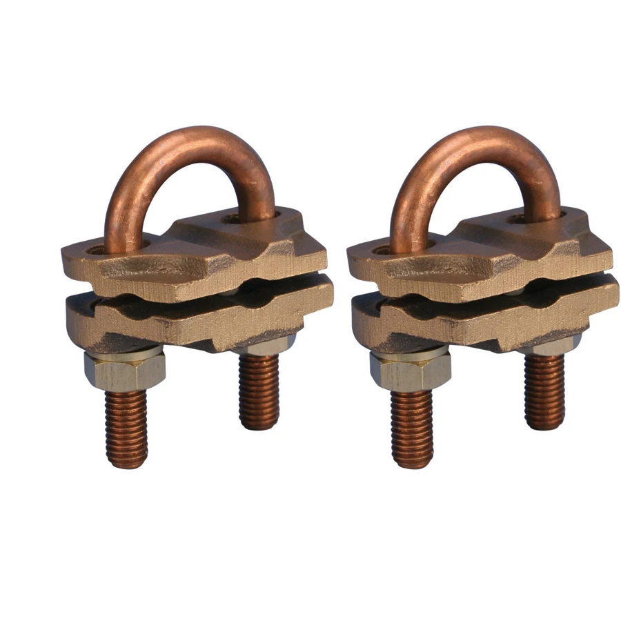 Custom U Bolt Earth Ground Rod Clamp Copper Round Pipe Clamp Electric Earthing Materials Brass Cable Clamps