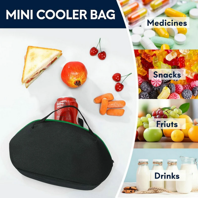 Snack Medicine Water Resistant Yellow Small Cooler Freezable Lunch Bag with  Built-in Ice Packs