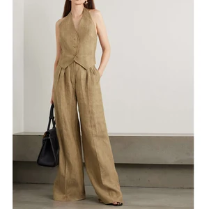 2026 Women's Casual Solid Vest and Trousers Set One Size Cotton Line Daily Wear Direct Supply Two Piece Set for Women