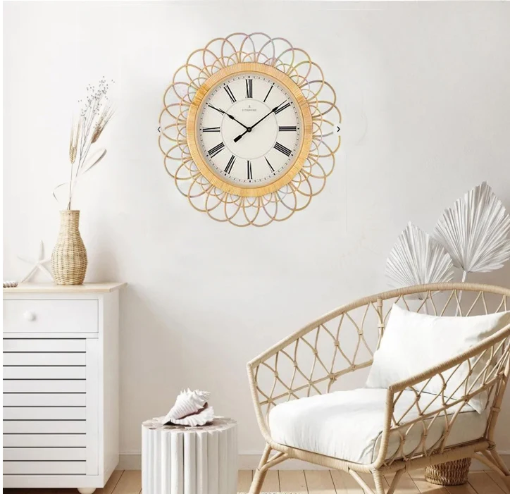 Custom Wall Clock 2022 2023 Environment Friendly Rattan Clock Wall For