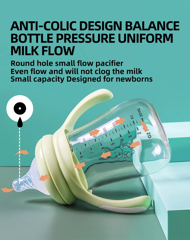 Bpa Free Baby Feeding Bottles Wide Neck Glass Milk Feeding Bottle For