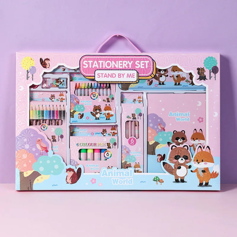 Wholesale cartoon cute animal kids students gifts school items stationery set