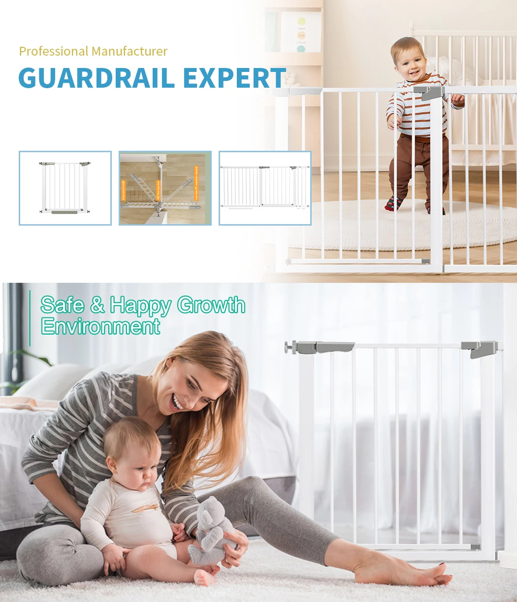 Wholesale Metal Retractable Baby Safety Gate Stair Baby Gate Child Safety Gate For Stairs