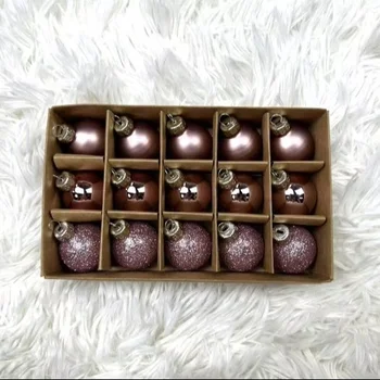 15pcs 30mm Mini Glass Ball Rose Christmas Ornaments Decorative Hanging Christmas Bauble Set Shiny Matte and Glitter