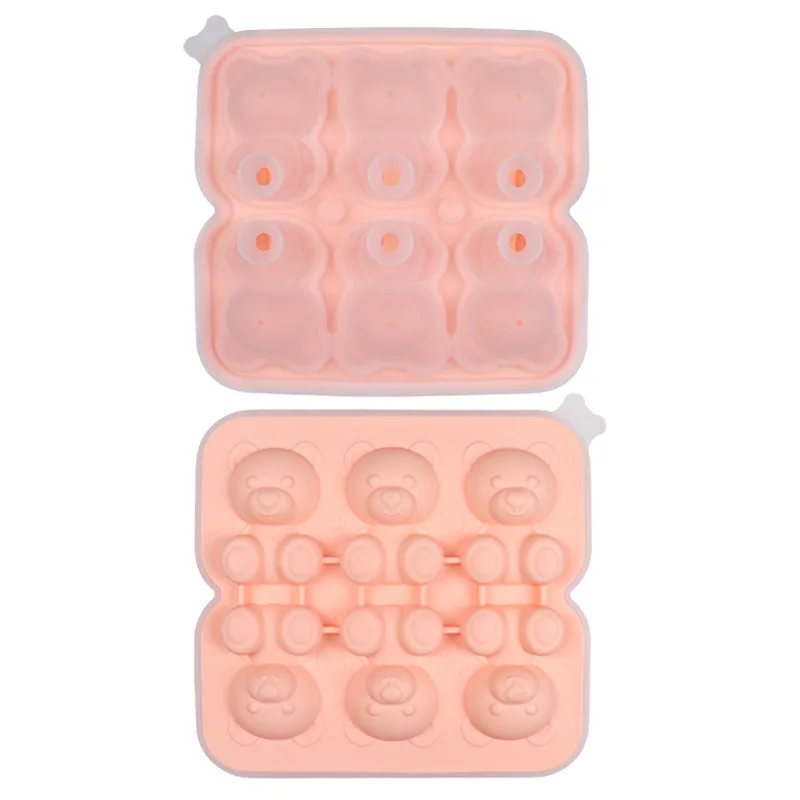 6-Piece Small Bear Silicone Ice Cube Mold Popular Household Ice Cream Tool for Making Frozen Ice Balls