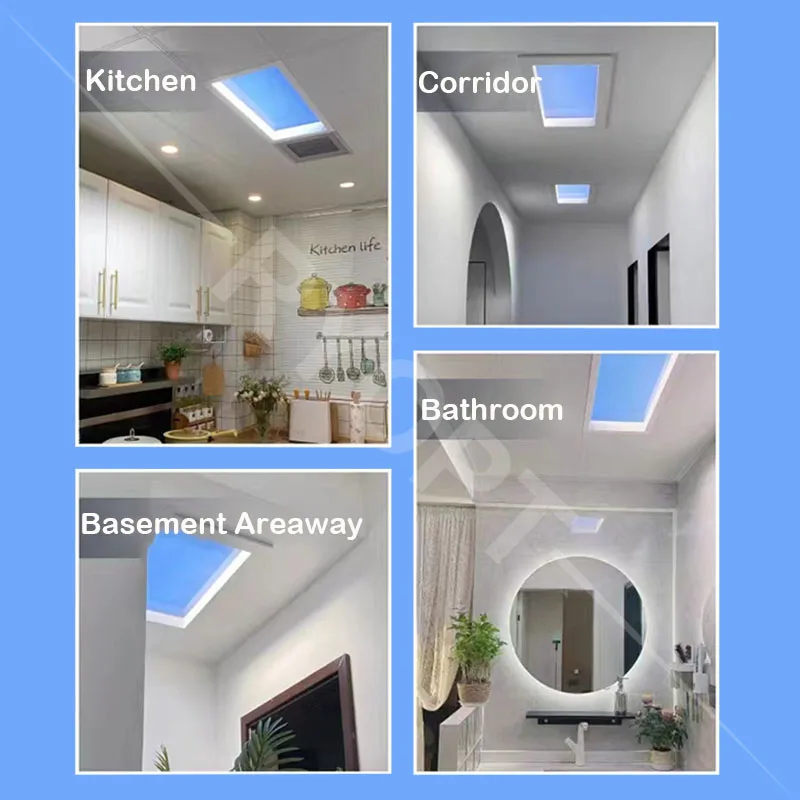Smart Artificial Virtual Skylight Blue Sky Light Remote Control Recessed Indoor Lighting LED Ceiling Panel Light Home