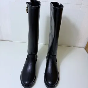 QuiteS 2026 Winter New Chunky Heel Med HeelRound Toe Boots Buckle Slimming High Quality Shoes for Women