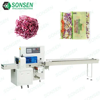 2024 Customized Cabbage Pillow Packaging Machine Vegetable Salad Fruit Food Small Business Automatic Wrapping Machines