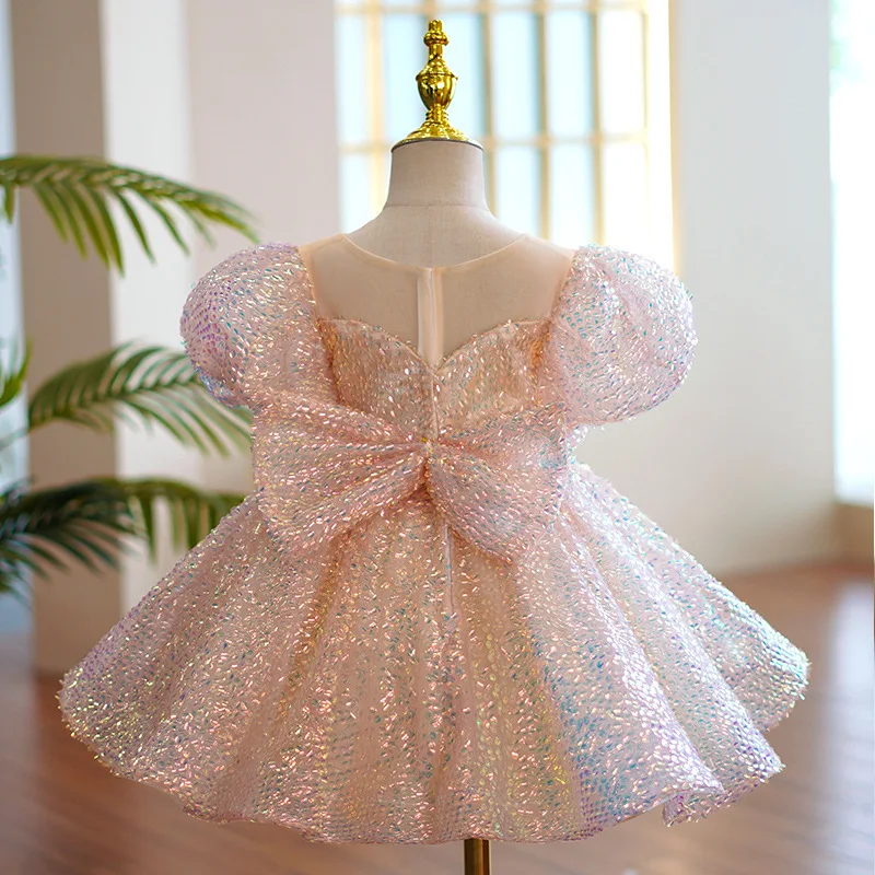 RTS Infant Clothing Birthday Pageant Party Diamond Formal Lace Baby Dress Flower Girl Dress With Big Bow Kids Summer Clothing RTS Infant Clothing Birthday Pageant Party Diamond Formal Lace Baby Dress Flower Girl Dress With Big Bow Kids Summer Clothing