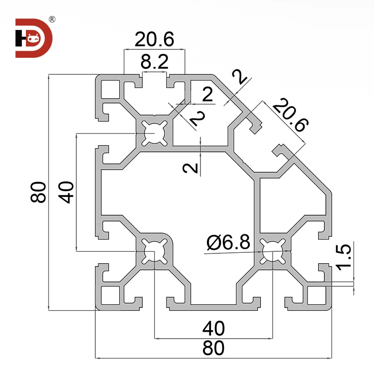 product 8080 corner squeezing aluminum profile workbench equipment rack aluminum alloy profile-3