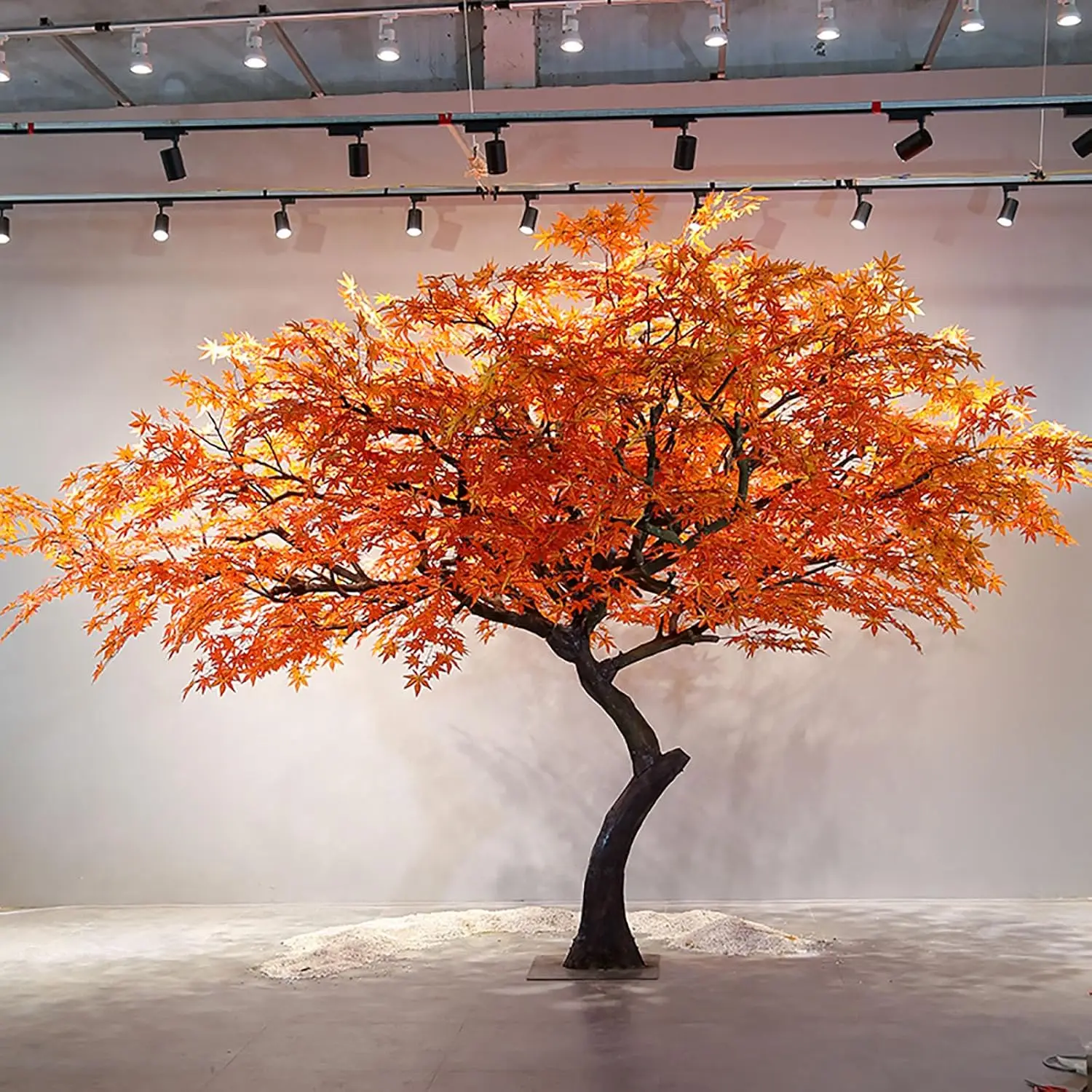 Artificial Maple Tree Life Size Plastic Artificial Plants and Trees Ornamental Decorative Autumn Plants