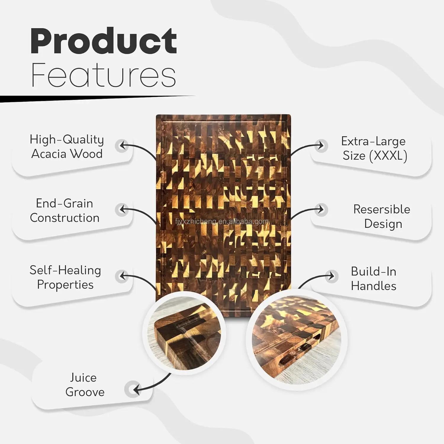 product acacia wood end grain cutting board extra large heavy duty butcher block stove cover noodle board meat chopping-2