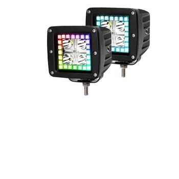 Car truck LED square RGB work light 3 Inch Off road Mini Spot Led Pods Work Driving Fog Led Light Pod Lights RGB