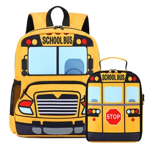 Custom Logo Kids Child Bag Cute Boys' Kindergarten Preschool Back to School Durable Polyester Backpack Set with Lunch Bags