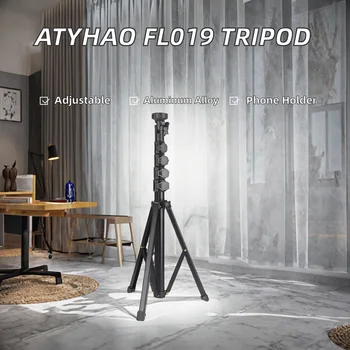 Atyhao FL019 Photography Tripod with Adjustable Multifunction Aluminum Alloy Mobile Phone Holder Black 3-Leg Knob Lock detail image