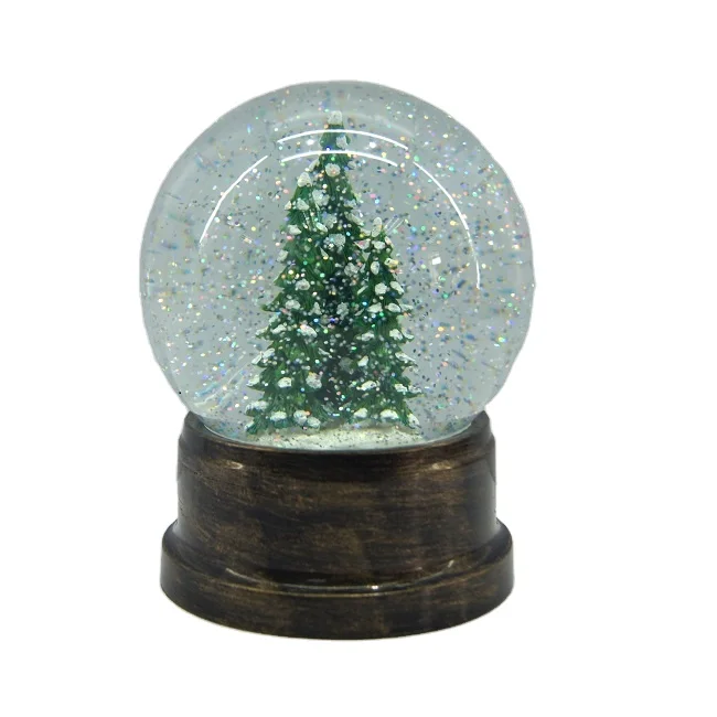 2024 Polyresin Christmas Tree Water Globe Glittering Spinner Snow Globe