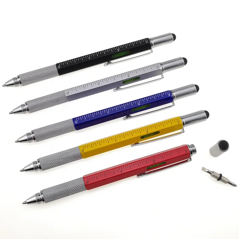 
Promotional custom logo 5 in 1 Multi Functional Tool Tech Ballpoint Pen Spirit Level Screwdriver Ballpoint Pen 