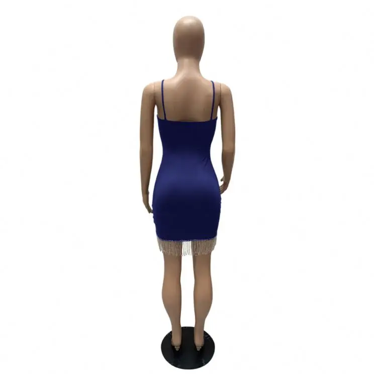 Fashion New Design Solid Color Off Shoulder Backless Tassel Party Wear Dresses Night Club Sexy Mini Dress
