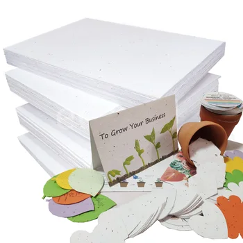 100% Handmade Recycled A4 /A3/SRA3 Plantable  Wildflower Seed paper Sheet with Botanical Herb Veggie Flower Plant Seeds