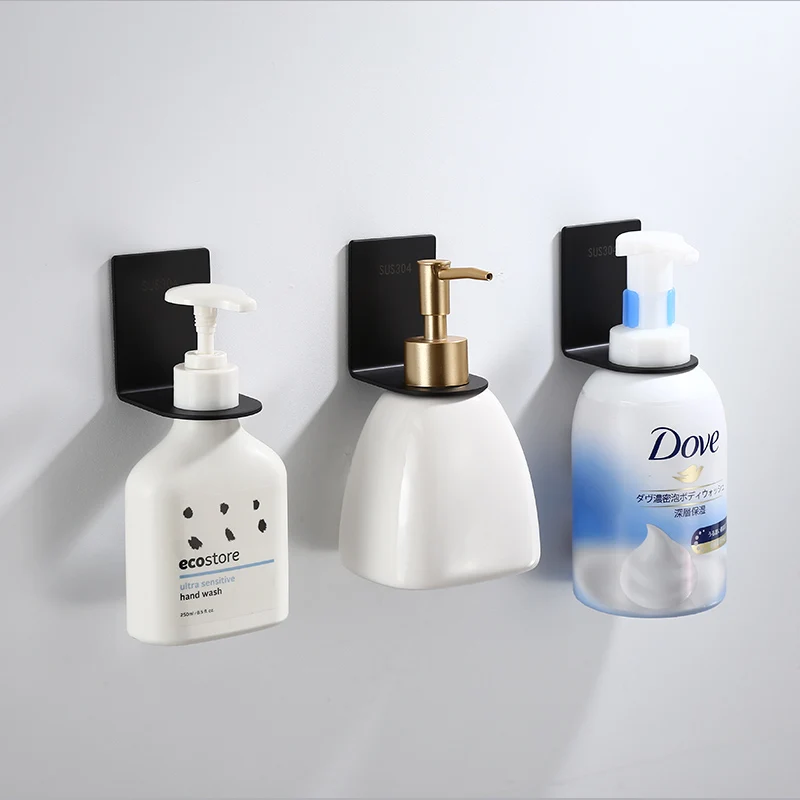 Self Adhesive Wall Mount Liquid Soap Dispenser Holder Stainless Steel ...