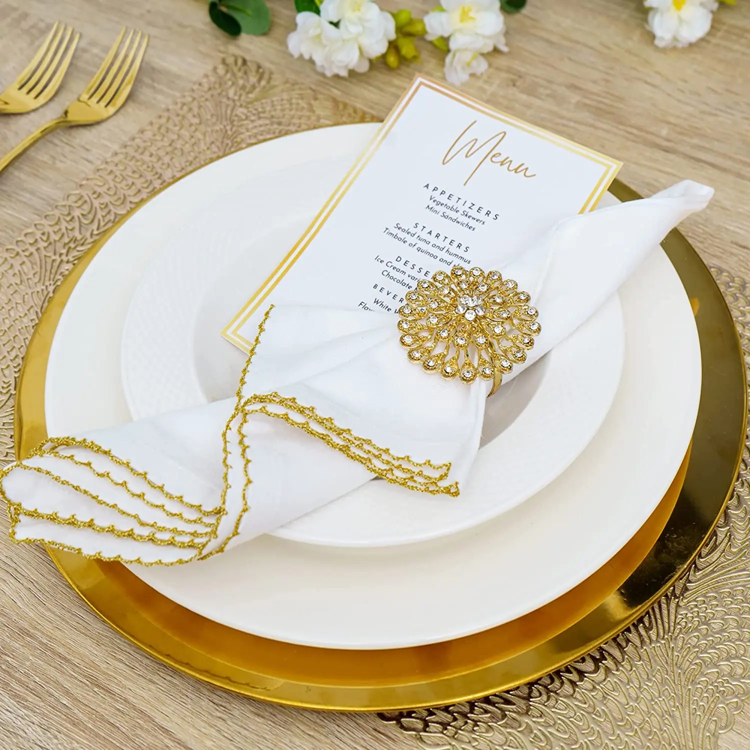 13 Inch Gold Charger Plates Wedding Mirror Polishing Stainless Steel