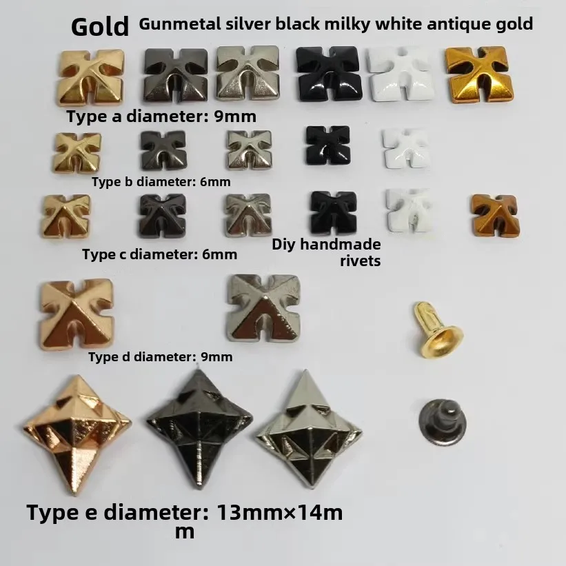 Diy Square Arrow Rivets Metal and Iron Plating Style Punk for Leather Goods Clothing Shoes Hats Packaging Accessories