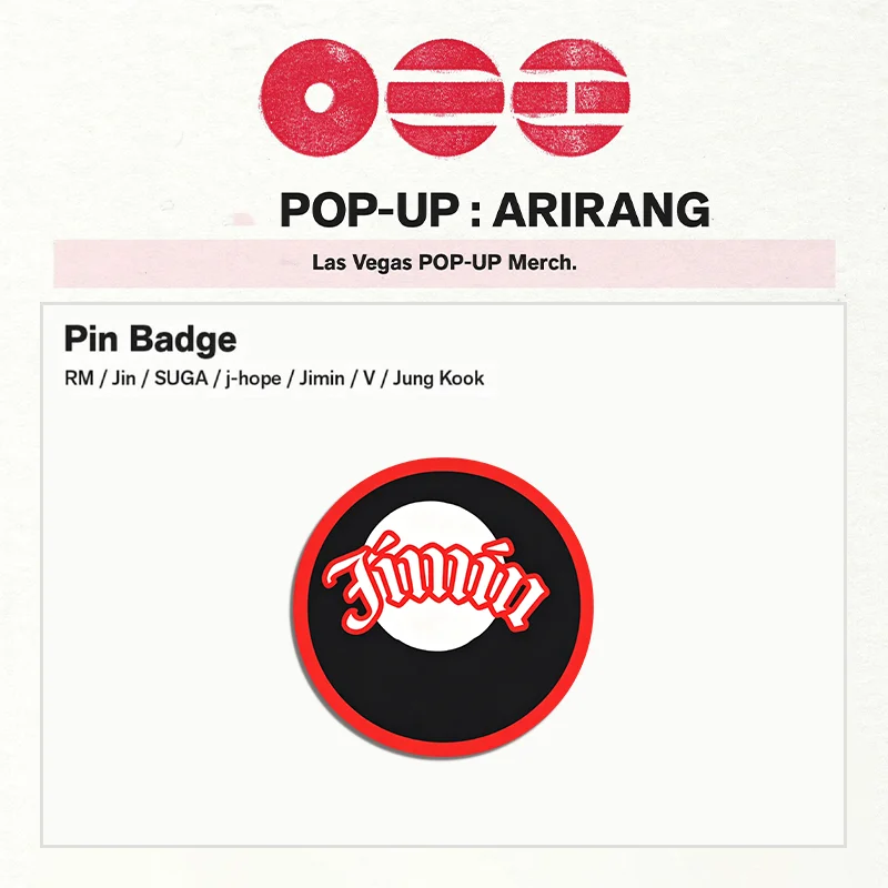 Kpop TAEHYUNG JUNGKOOK SUGA RM LAS VEGAS POP-UP Acrylic Badge Pins