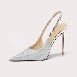 Summer Fancy High Heels Women Sandal Pointed Lace-Up Hard-Wearing Anti-Slip Height Increasing Fashionable Trend Setting Summer