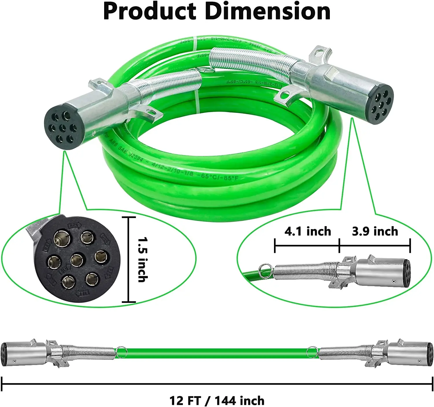 7 Pin Trailer Connector Cables,Abs 15ft Trailer Electrical Cable 7 Core