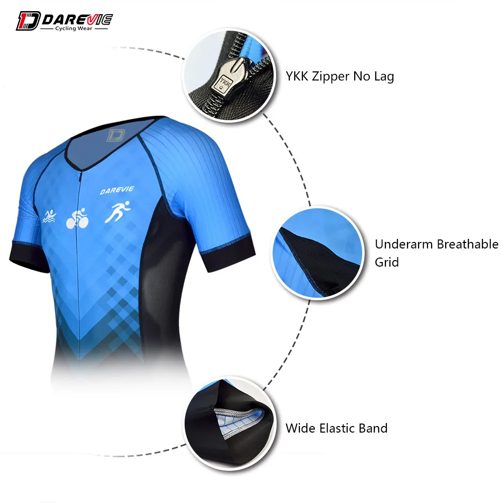 Darevie Custom Professional  ELASTIC INTERFACE Tri Pad up to 6 Hours Riding Cycling Triathlon Suit