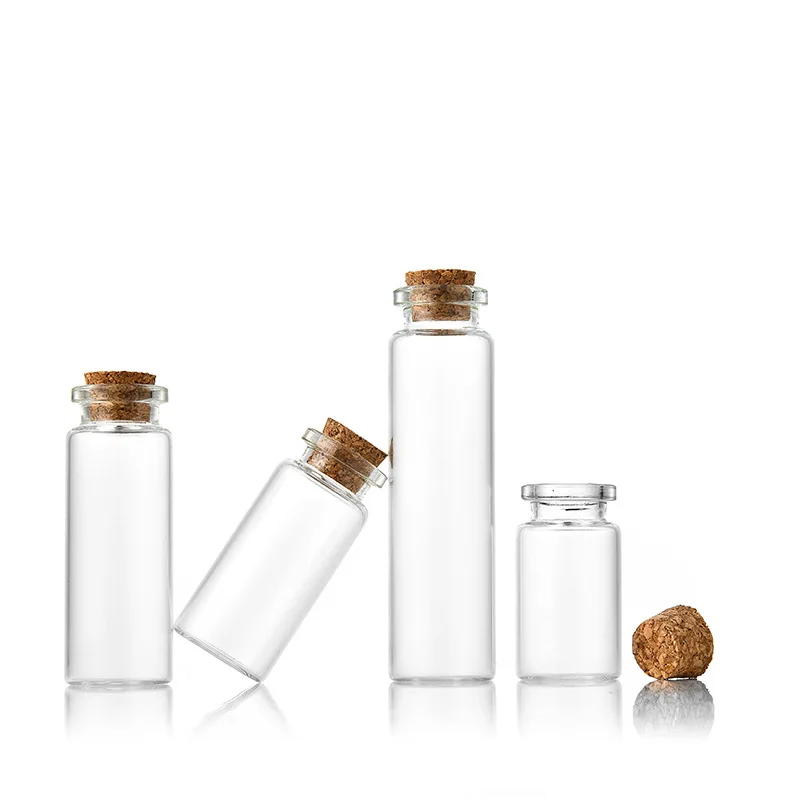 5ml Mini Glass Vials Jars Packaging Bottles Test Tube With Cork Stopper Empty Glass Transparent