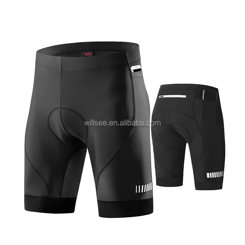 VBSJ2005- Men's Bike Cycling Shorts with Pockets Reflective Stripe Tights Pants Outdoor Sports Biking Riding Bicycle Bottoms