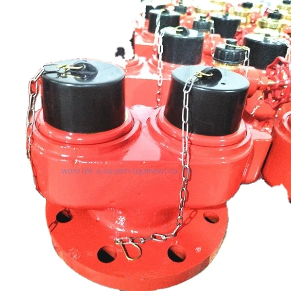 2Way Breeching Let Valve Fire Hydrant Valve Fire Hose Fire Hydrant Splitter  Valve ,2X2.5" BS With Plastic Cap 4"flange, Brass ,