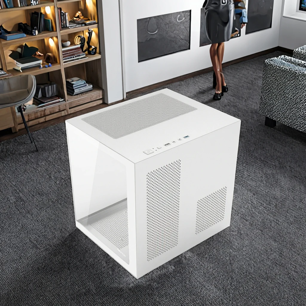 Custom Size White Micro ATX Vertical Mid Tower Aluminum Alloy Computer Case Side Panel W aperçu 3