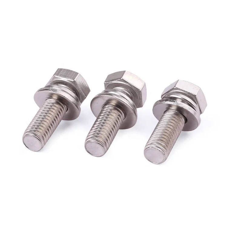 GB9074.17 M3-M12 stainless steel external hexagonal combination screws bolt with washer attached washers bolts