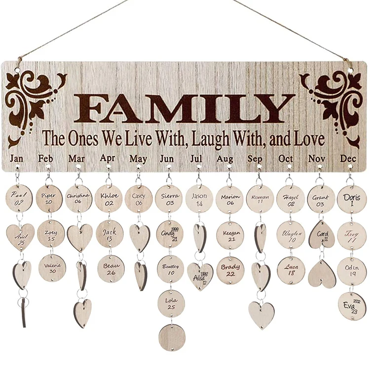 Wood Birthday Reminder Board Friends Family Wooden DIY Calendar