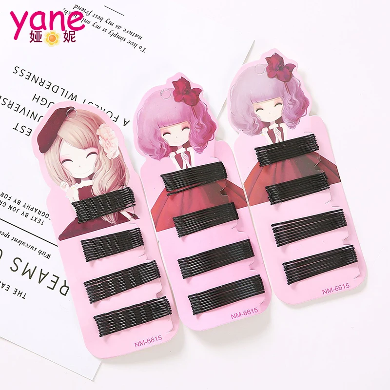 Set of Normal Style Black Hair Pins Simple Bobby Pins With Clip Feature for Girls 5cm Size Made of Metal and Acryl