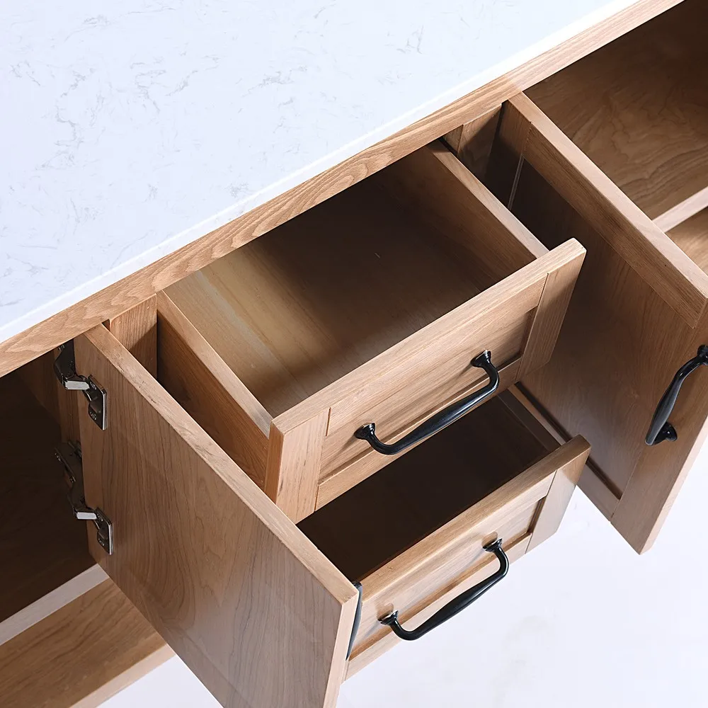 Modern Design Double Sink Bathroom Vanity Factory Price Solid Wood Furniture