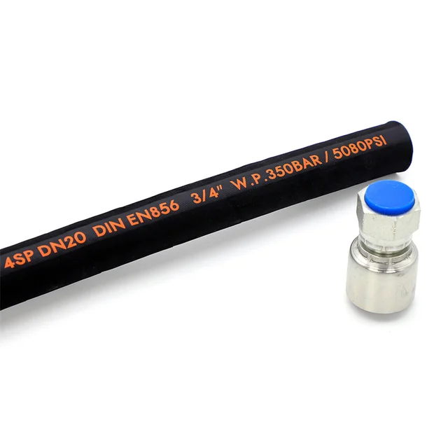 Oil Wear Resistant Flexible 4SP 4SH R12 4Layers Wire  Rubber Hydraulic Hose